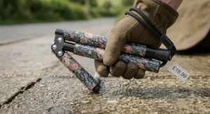 Stylish floral patterned folding walking stick under £20 with a handy wrist strap