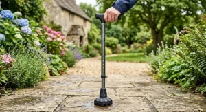 Sturdy height-adjustable aluminium walking stick for women with non-slip rubber ferrule