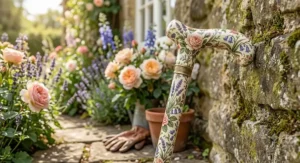 Stylish ladies derby handle walking stick featuring an elegant floral pattern and comfortable hand rest