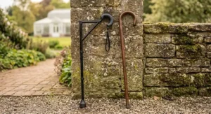 Comparison between an offset handle walking stick and a standard crook handle stick for joint pain management.