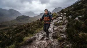 Testing carbon fibre trekking poles vs aluminium trekking poles on a steep, muddy walking trail in Wales