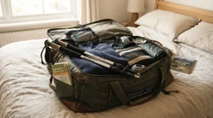 Travel convenience of telescopic trekking poles vs fixed length poles packed inside a suitcase