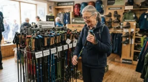 A trekking pole buying guide for elderly walkers showing how to select trekking poles for elderly